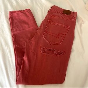 red american eagle mom jeans